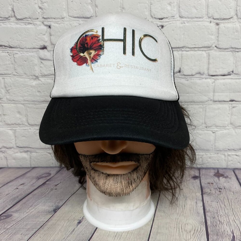 Women Trucker Hat Cap Snapback White Black CHIC Cabaret & Restaurant Ladies